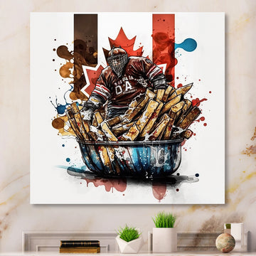 Goal Tender In Poutine I - Sport Hockey Canvas Wall Art